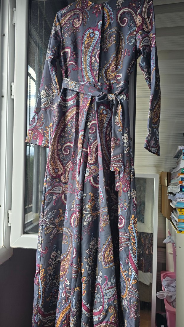 Gri Bohem Uzun Kollu Kadın Tulum - Görsel 2