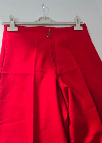 Parlak Kırmızı Uzun Kadın Kumaş Pantolon - Görsel 3