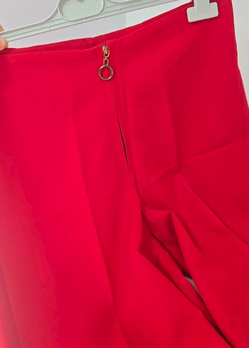 Parlak Kırmızı Uzun Kadın Kumaş Pantolon - Görsel 4