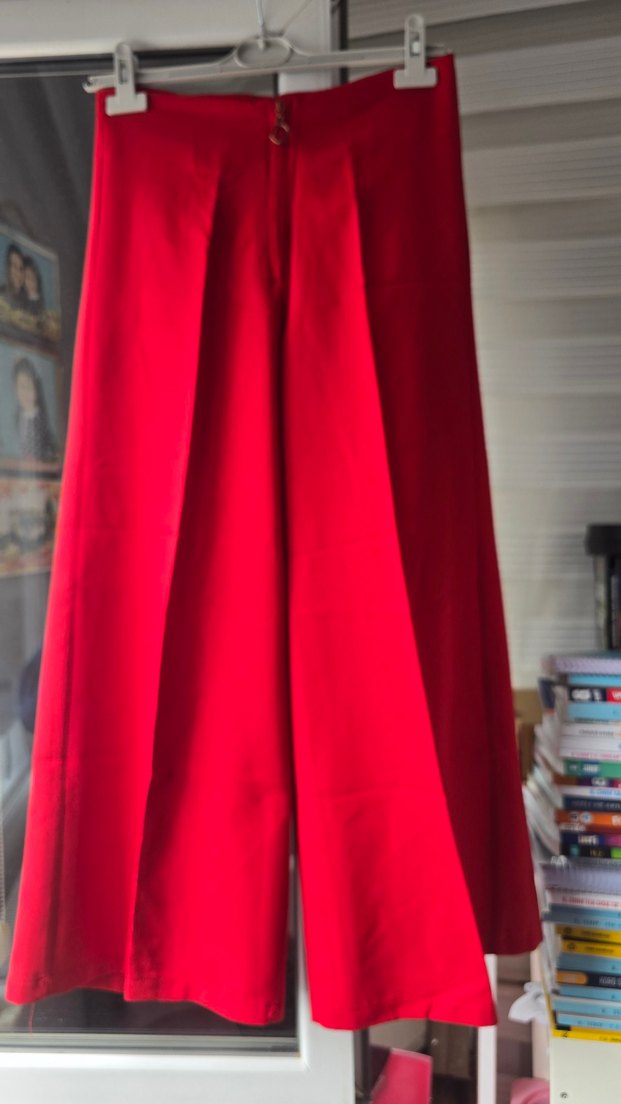 Parlak Kırmızı Uzun Kadın Kumaş Pantolon - Görsel 2