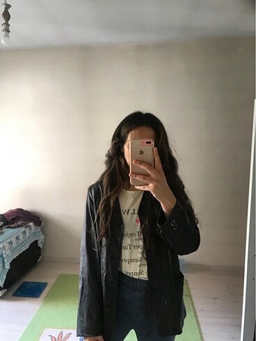 xl Beden siyah Renk Deri ceket mont