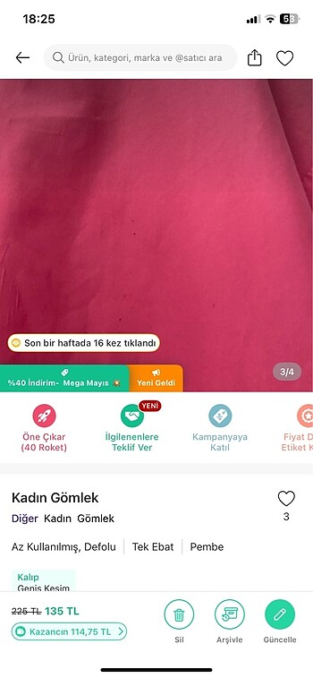 universal Beden pembe Renk Kadın Gömlek