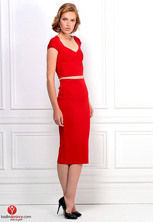 s Beden kırmızı Renk Adil Işık kırmızı crop top #Codentry (Sadece bluz)