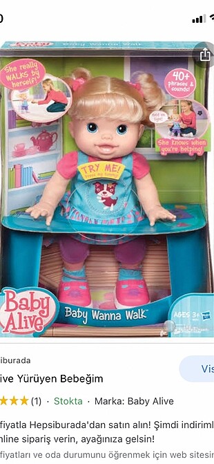 Baby Alive yürüyen konuşan bebek
