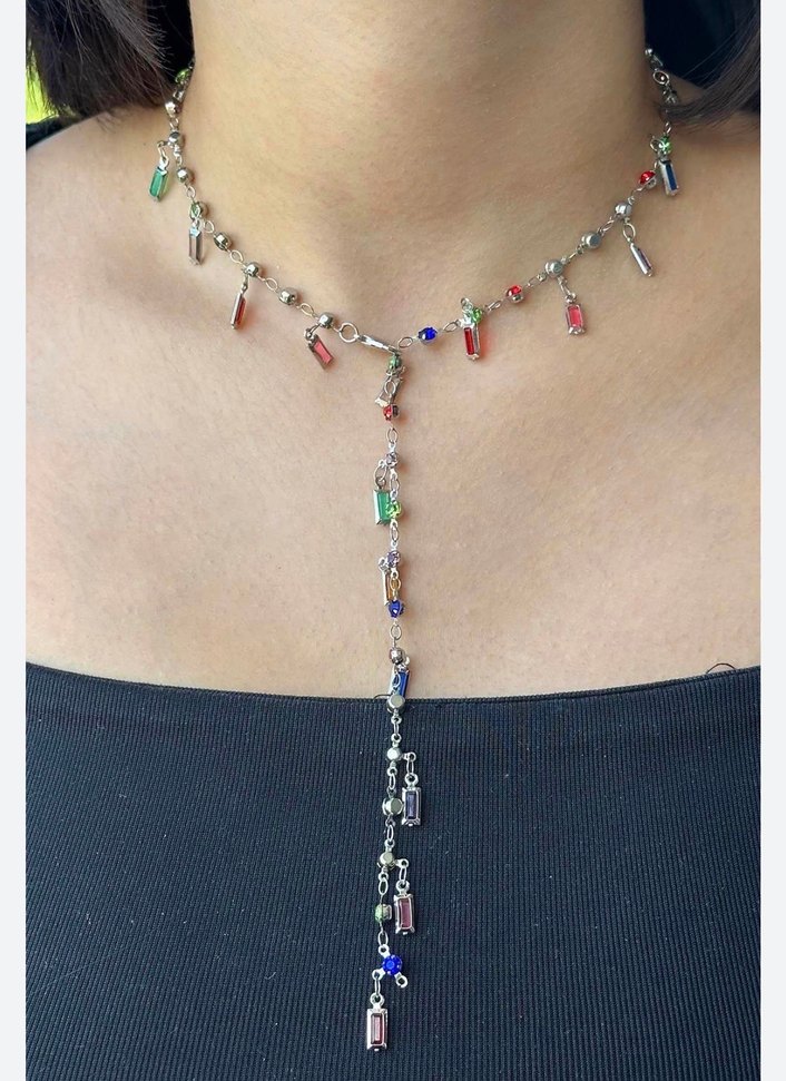 Renkli Taşlı Minimalist Kadın Kolye - Görsel 2