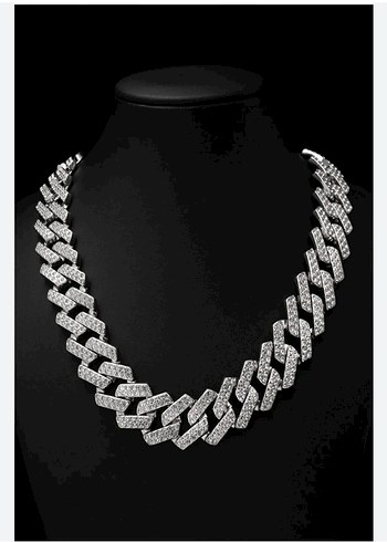 Parlak Gri Erkek Zincir Kolye taşlı rep kolye taşlı erkek kolye - Görsel 5