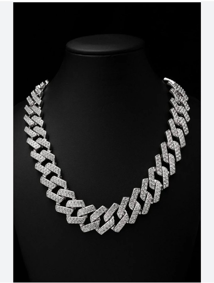 Parlak Gri Erkek Zincir Kolye taşlı rep kolye taşlı erkek kolye - Görsel 5