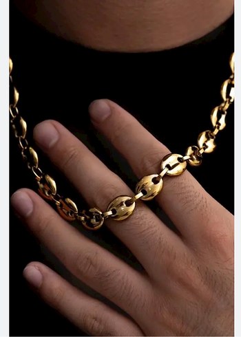 Zincir Detaylı Uzun Altın Kolye - Görsel 3