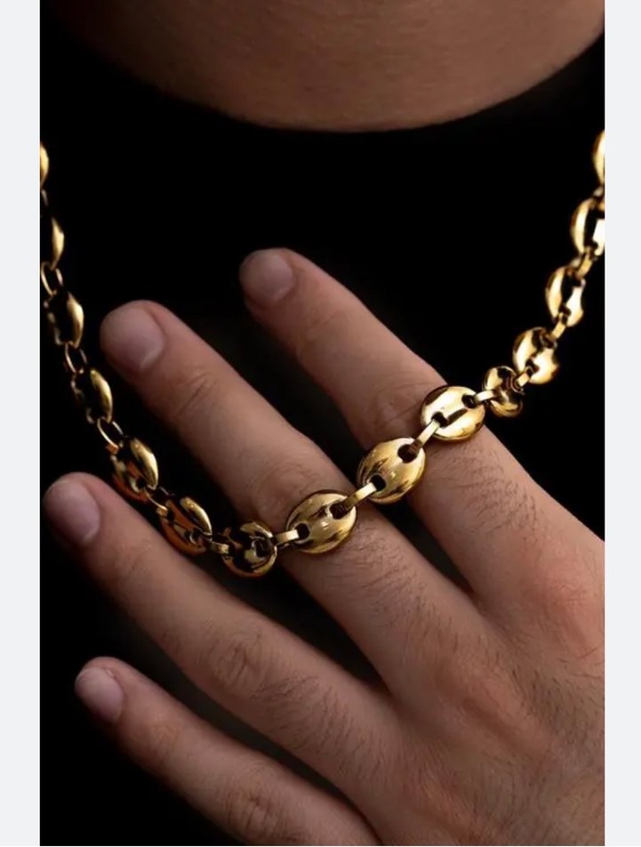 Zincir Detaylı Uzun Altın Kolye - Görsel 3