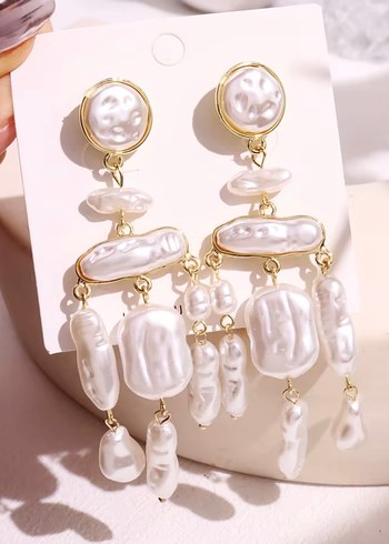 Bohem Gri Boncuklu Midi Küpe - Görsel 3