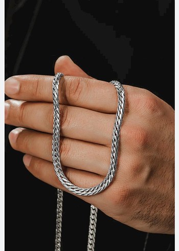 316L Paslanmaz Çelik Erkek Zincir Kolye - Görsel 5