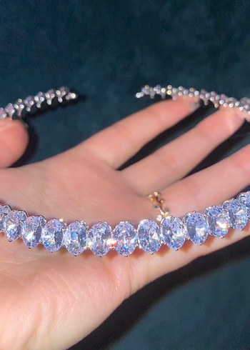 Işıltılı Çok Renkli Kadın kolye tam tur kolye baget kolye - Görsel 3