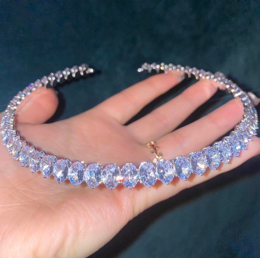 Işıltılı Çok Renkli Kadın kolye tam tur kolye baget kolye - Görsel 3