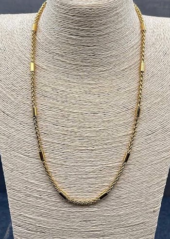 Uzun Parlak Zincir Detaylı Altın Kolye - Görsel 2