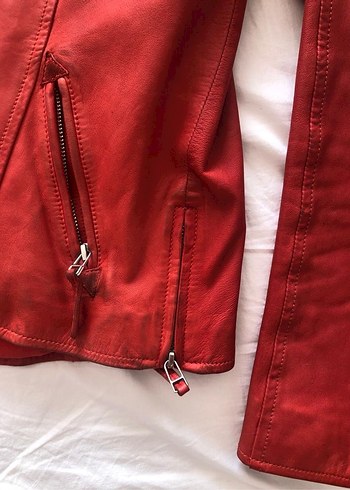 s Beden kırmızı Renk Desa Deri Biker Ceket
