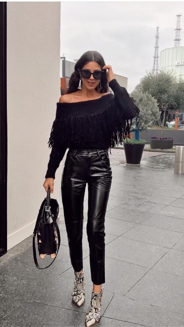 Stradivarius Deri Pantolon - Görsel 2