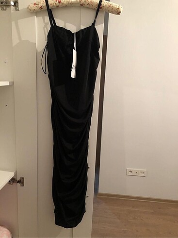 s Beden siyah Renk Zara drape elbise
