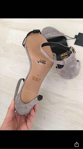 38 Beden gri Renk Zara topuklu süet sandalet