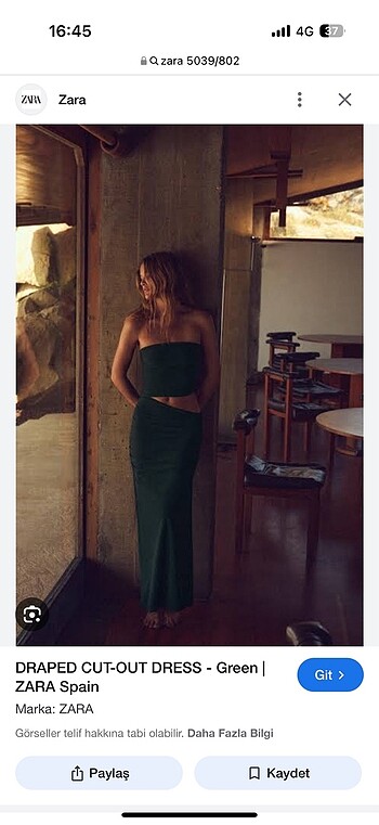 Zara Zara tek omuz drape elbise