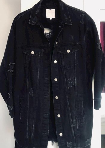 Zara Siyah Düğmeli Kadın Denim Ceket