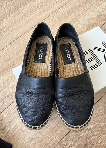 Kenzo Siyah Deri Dolgu Topuk Espadril - Görsel 4