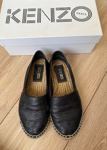 Kenzo Siyah Deri Dolgu Topuk Espadril - Görsel 3