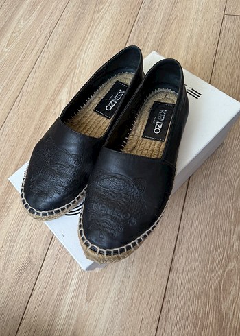 Kenzo Siyah Deri Dolgu Topuk Espadril - Görsel 5