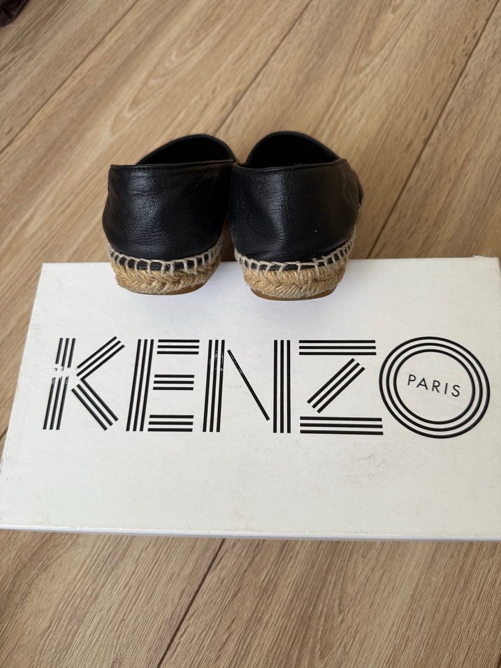 Kenzo Siyah Deri Dolgu Topuk Espadril - Görsel 2