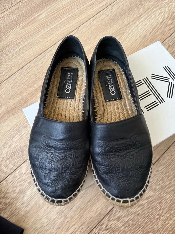 Kenzo Siyah Deri Dolgu Topuk Espadril - Görsel 4