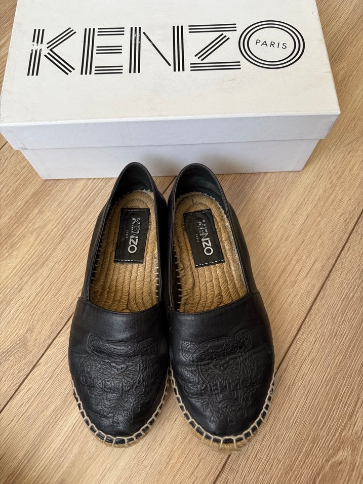 Kenzo Siyah Deri Dolgu Topuk Espadril - Görsel 3