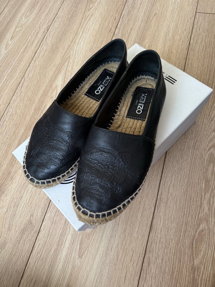 Kenzo Siyah Deri Dolgu Topuk Espadril - Görsel 5
