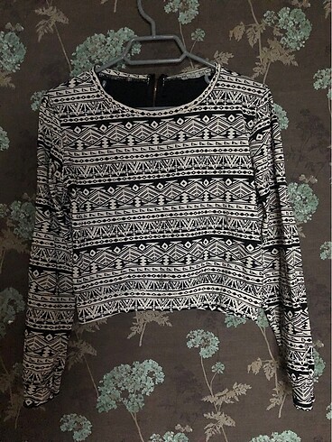 crop etnik desen bluz