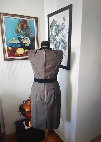 Harvey Nichols Gri Midi Elbise - Görsel 5