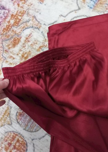 Koyu Bordo saten pijama takımı - Görsel 8
