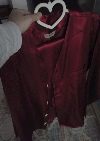 Koyu Bordo saten pijama takımı - Görsel 6