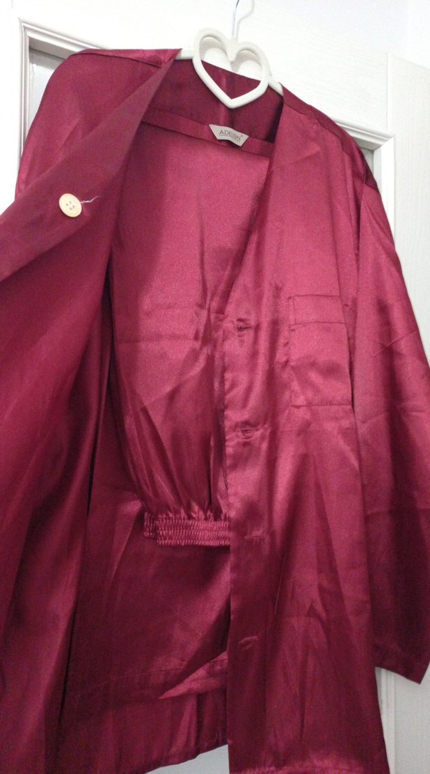 Koyu Bordo saten pijama takımı - Görsel 3