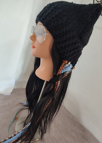 Bohem Çok Renkli Örgü Kadın Bere - Görsel 3