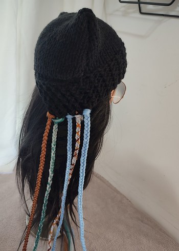 Bohem Çok Renkli Örgü Kadın Bere - Görsel 6