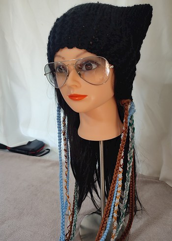 Bohem Çok Renkli Örgü Kadın Bere - Görsel 4