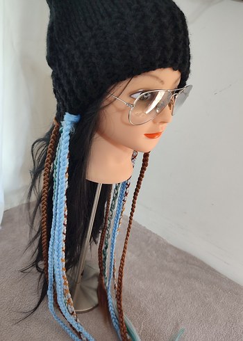 Bohem Çok Renkli Örgü Kadın Bere - Görsel 2