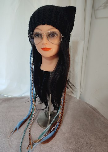 Bohem Çok Renkli Örgü Kadın Bere - Görsel 9