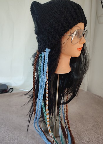 Bohem Çok Renkli Örgü Kadın Bere - Görsel 10