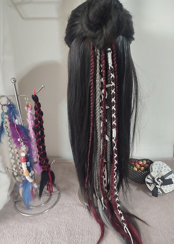 Kızıl Gri Örgülü Saç Aksesuarı - Görsel 18