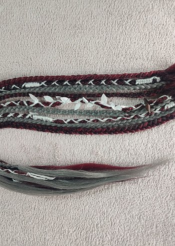 Kızıl Gri Örgülü Saç Aksesuarı - Görsel 16