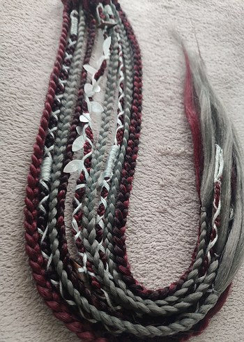 Kızıl Gri Örgülü Saç Aksesuarı - Görsel 2