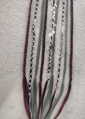 Kızıl Gri Örgülü Saç Aksesuarı - Görsel 10