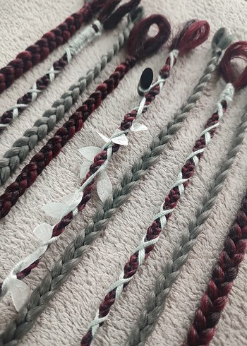 Kızıl Gri Örgülü Saç Aksesuarı - Görsel 15