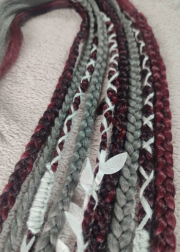 Kızıl Gri Örgülü Saç Aksesuarı - Görsel 8