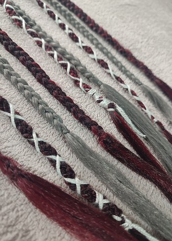 Kızıl Gri Örgülü Saç Aksesuarı - Görsel 9