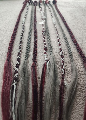 Kızıl Gri Örgülü Saç Aksesuarı - Görsel 11